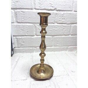 Vintage Solid Brass Baluster Taper Candlestick Holder Made in Japan - 8 Inch